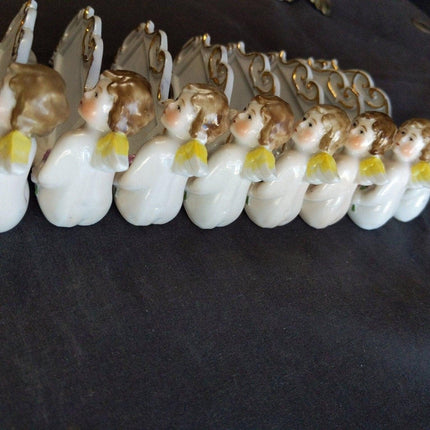 8 c.1920 German Porcelain Dinner Table Place Holders Cherubs - Estate Fresh Austin