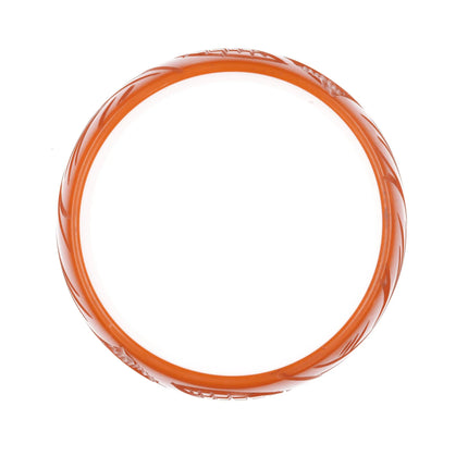 8" c1940's Carved Bakelite Bangle bracelet Butterscotch - Estate Fresh Austin