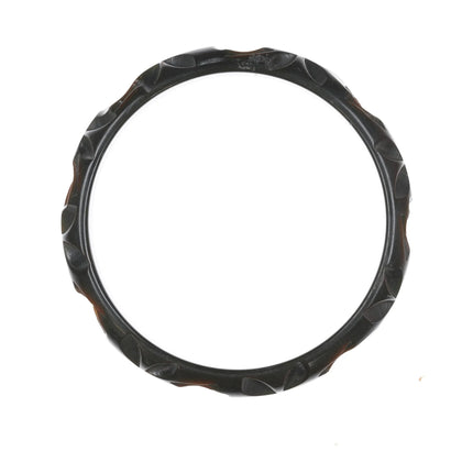 8" c1940's Carved black bakelite bangle bracelet - Estate Fresh Austin