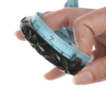 8" c1940's Carved black bakelite bangle bracelet - Estate Fresh Austin