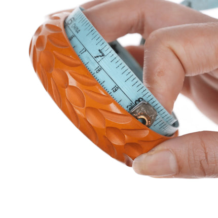 8" c1940's Carved Butterscotch bakelite bangle bracelet 2 - Estate Fresh Austin