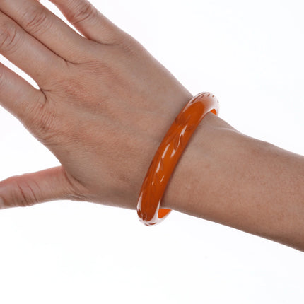 8" c1940's Carved Butterscotch bakelite bangle bracelet - Estate Fresh Austin