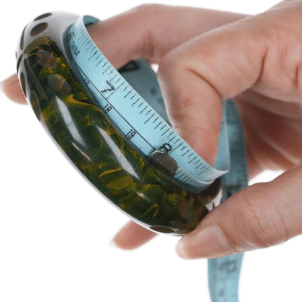 8" c1940's Carved Green marlbelized Bakelite bangle bracelet - Estate Fresh Austin