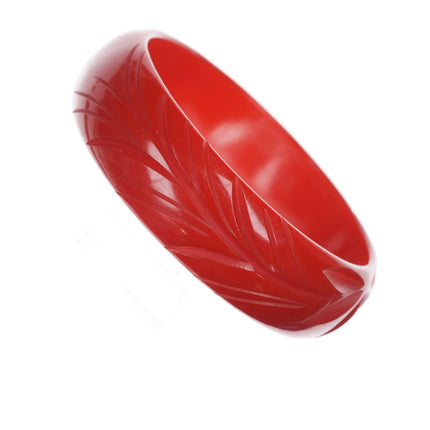 8" c1940's Carved red bakelite bangle - Estate Fresh Austin
