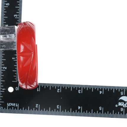 8" c1940's Carved red bakelite bangle - Estate Fresh Austin