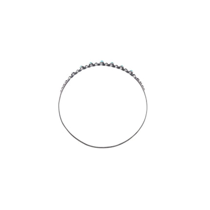 8" c1950's Vintage Zuni Snake eye turquoise sterling bangle bracelet - Estate Fresh Austin