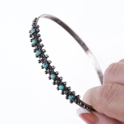 8" c1950's Vintage Zuni Snake eye turquoise sterling bangle bracelet - Estate Fresh Austin