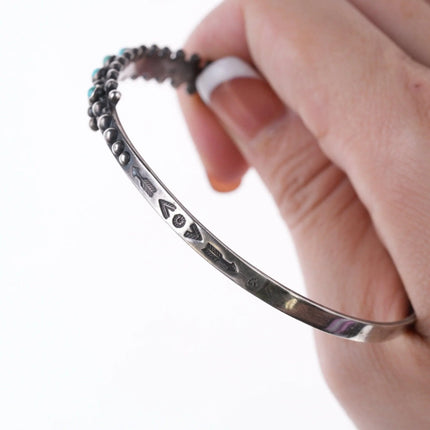 8" c1950's Vintage Zuni Snake eye turquoise sterling bangle bracelet - Estate Fresh Austin