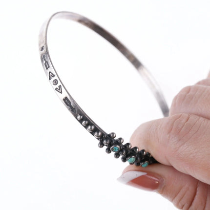 8" c1950's Vintage Zuni Snake eye turquoise sterling bangle bracelet - Estate Fresh Austin