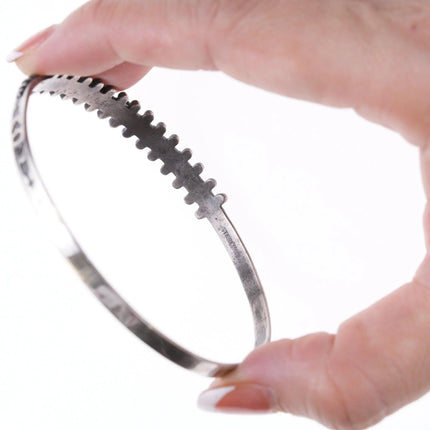 8" c1950's Vintage Zuni Snake eye turquoise sterling bangle bracelet - Estate Fresh Austin