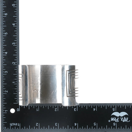 8" Ernest Bilagody Navajo silver blue/grey stingray modernist cuff bracelet - Estate Fresh Austin