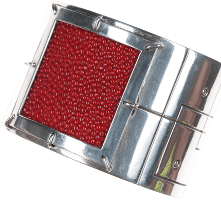 8" Ernest Thomas Bilagody Sr Navajo silver and stingray modernist cuff bracelet - Estate Fresh Austin