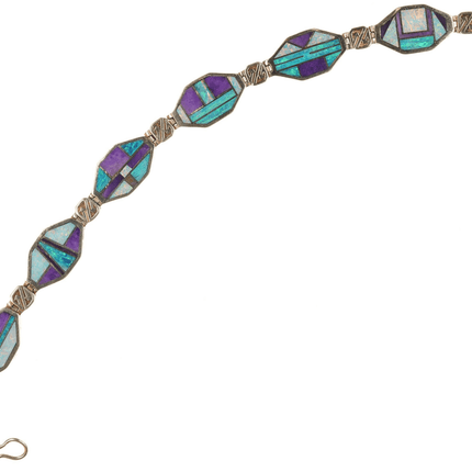 8" Melanie Kirk Isleta Pueblo 14k gold Opal and Sugilite bracelet - Estate Fresh Austin