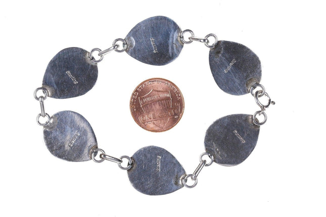 8" Navajo Sterling Bear claw shadowbox lapis bracelet - Estate Fresh Austin