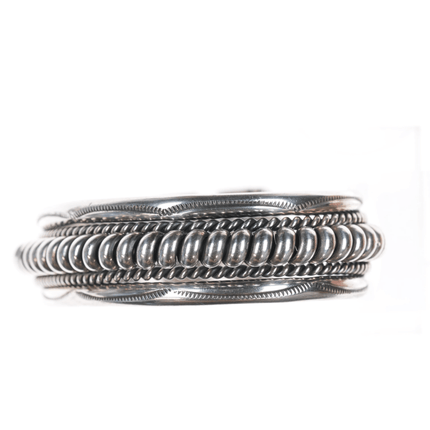 8" Tahe Navajo Sterling twisted wire stamped cuff bracelet - Estate Fresh Austin