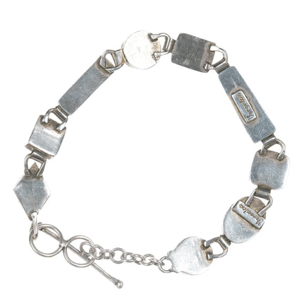 8" Veronica Poblano Zuni Sterling Turquoise, Coral, and Lapis bracelet - Estate Fresh Austin