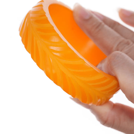 8.25" c1940's Carved Bakelite Bangle bracelet Butterscotch - Estate Fresh Austin