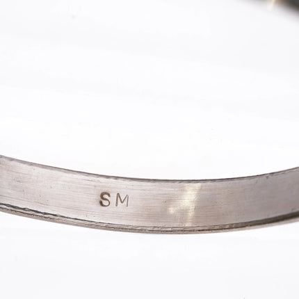 8.5" Zuni sterling mother of pearl channel inlay bangle bracelet - Estate Fresh Austin