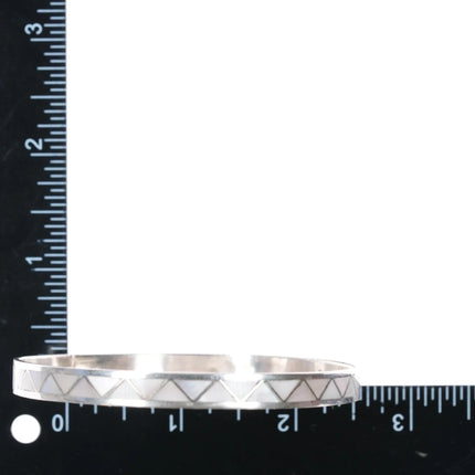 8.5" Zuni sterling mother of pearl channel inlay bangle bracelet - Estate Fresh Austin