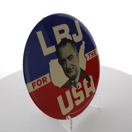 9" 1964 Democratic National Committee LBJ for the USA Political Button/Sign Near - Estate Fresh Austin