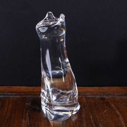 9" Steuben Crystal Slinky Cat Figure Flawless 3.5" wide - Estate Fresh Austin