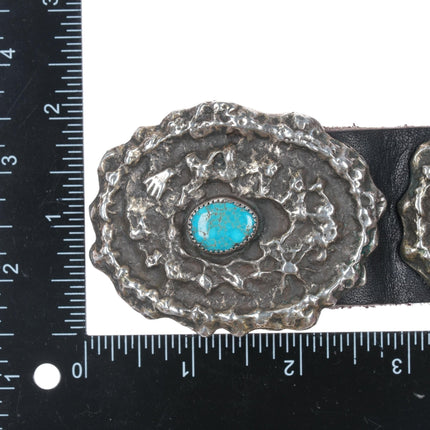 975 gram Heavy sterling Lone Mountain turquoise concho belt - Estate Fresh Austin