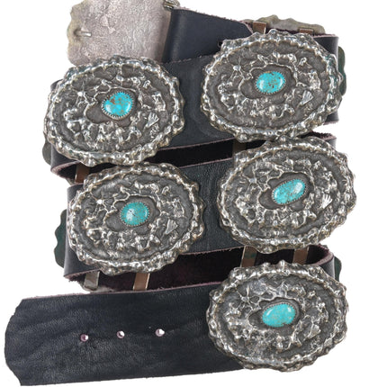 975 gram Heavy sterling Lone Mountain turquoise concho belt - Estate Fresh Austin