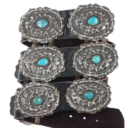 975 gram Heavy sterling Lone Mountain turquoise concho belt - Estate Fresh Austin