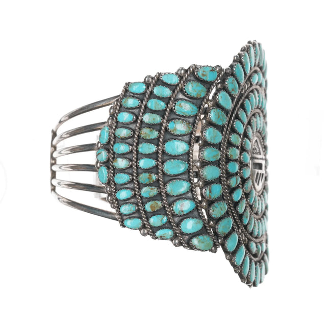 9.75" Navajo Upper Arm Cuff bracelet Sterling turquoise Larry Moses Begay - Estate Fresh Austin