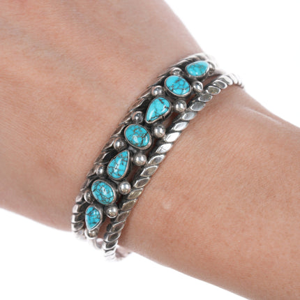 6.5" 30's-40's Native American Silver and turquoise cuff bracelet