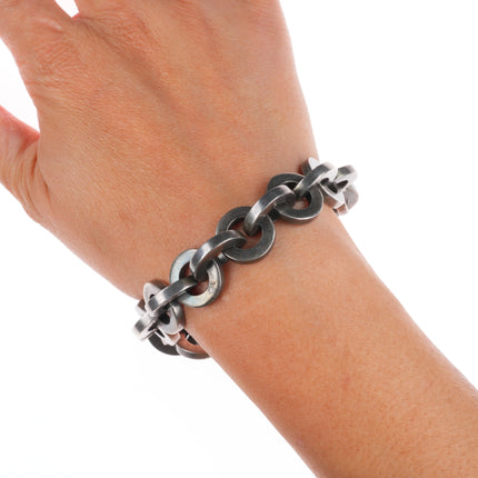 7.25" heavy Vintage Mexican sterling silver chain link bracelet