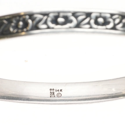 8.1" Retired James Avery Sterling/14k Heart of Gold bangle bracelet - Estate Fresh Austin