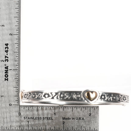 8.1" Retired James Avery Sterling/14k Heart of Gold bangle bracelet - Estate Fresh Austin