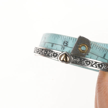 8.1" Retired James Avery Sterling/14k Heart of Gold bangle bracelet - Estate Fresh Austin