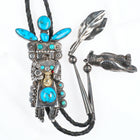 Vintage Helen Long Navajo Sterling silver high grade turquoise Kachina bolo tie