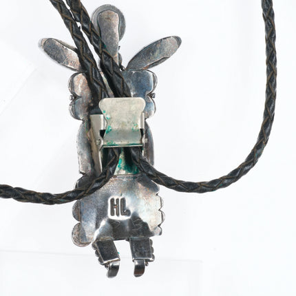 Vintage Helen Long Navajo Sterling silver high grade turquoise Kachina bolo tie