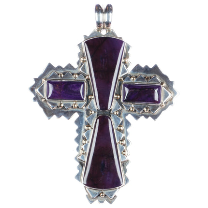 Huge Orville Tsinnie 14k/Sterling Sugilite 2 sided cross pendant - Estate Fresh Austin