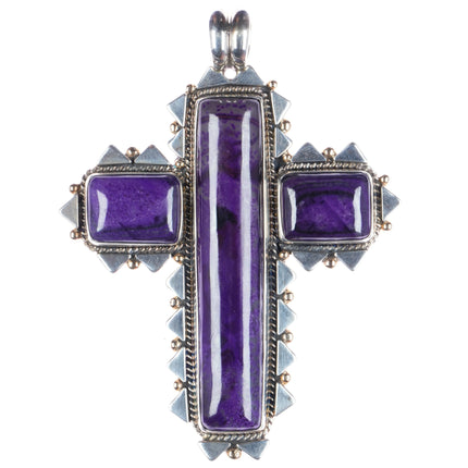 Huge Orville Tsinnie 14k/Sterling Sugilite 2 sided cross pendant - Estate Fresh Austin