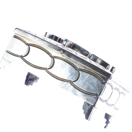 c1950 Navajo silver box with Zuni deer/antelope inlay lid - Estate Fresh Austin