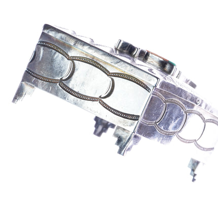 c1950 Navajo silver box with Zuni deer/antelope inlay lid - Estate Fresh Austin