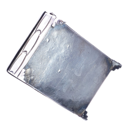 c1950 Navajo silver box with Zuni deer/antelope inlay lid - Estate Fresh Austin