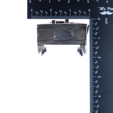 c1950 Navajo silver box with Zuni deer/antelope inlay lid - Estate Fresh Austin