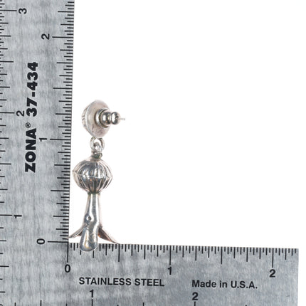 Vintage Navajo pearl fluted squash blossom earrings sterling silver