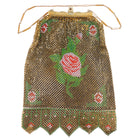 Vintage c1930's Art Deco Rose mesh enamel handbag/purse