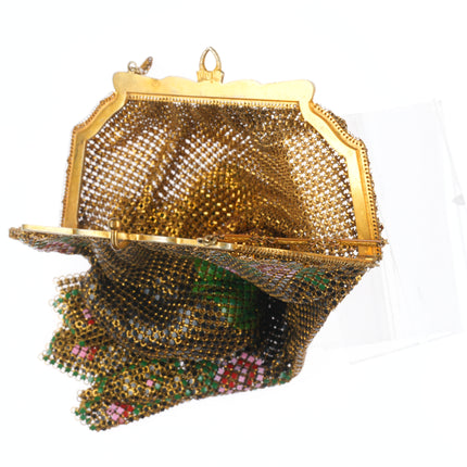 Vintage c1930's Art Deco Rose mesh enamel handbag/purse