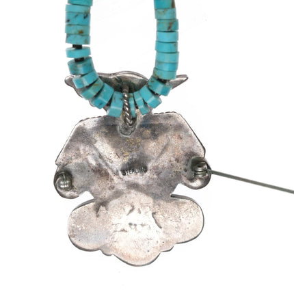 A Dishta Zuni sterling thunderbird pendant/pin on turquoise heishi necklace - Estate Fresh Austin