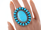 Adjustable Hemerson Brown Navajo Sterling and Kingman turquoise cluster ring - Estate Fresh Austin