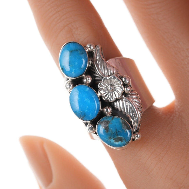 Adjustable Running Bear shop Sterling/turquoise southwestern ring - Estate Fresh Austin