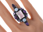Adjustable Southwestern Sterling Amethyst, opal, and pink mother of pearl ring - Estate Fresh Austin