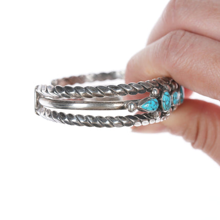 6.5" 30's-40's Native American Silver and turquoise cuff bracelet